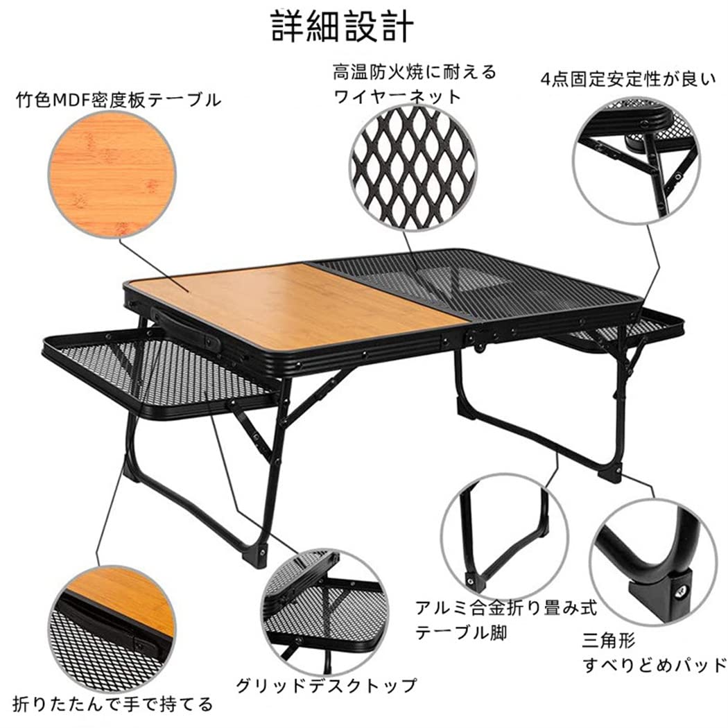 ヘビーデューティー折りたたみ式キャンプテーブル サイドテーブル付き コールマン Coleman 折りたたみ式 コット サイドテーブル付き